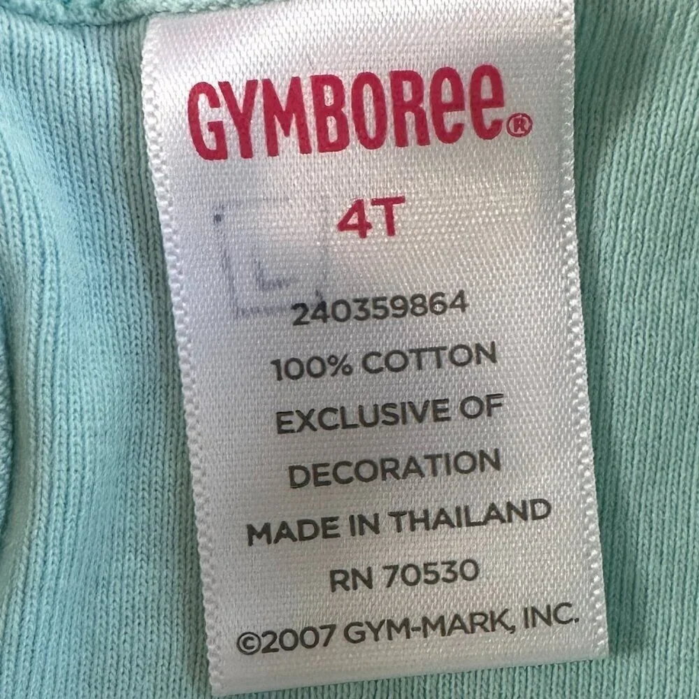 Vintage GYMBOREE Embroidered Rainbow Mint Green Long Sleeve T Shirt Size 4T